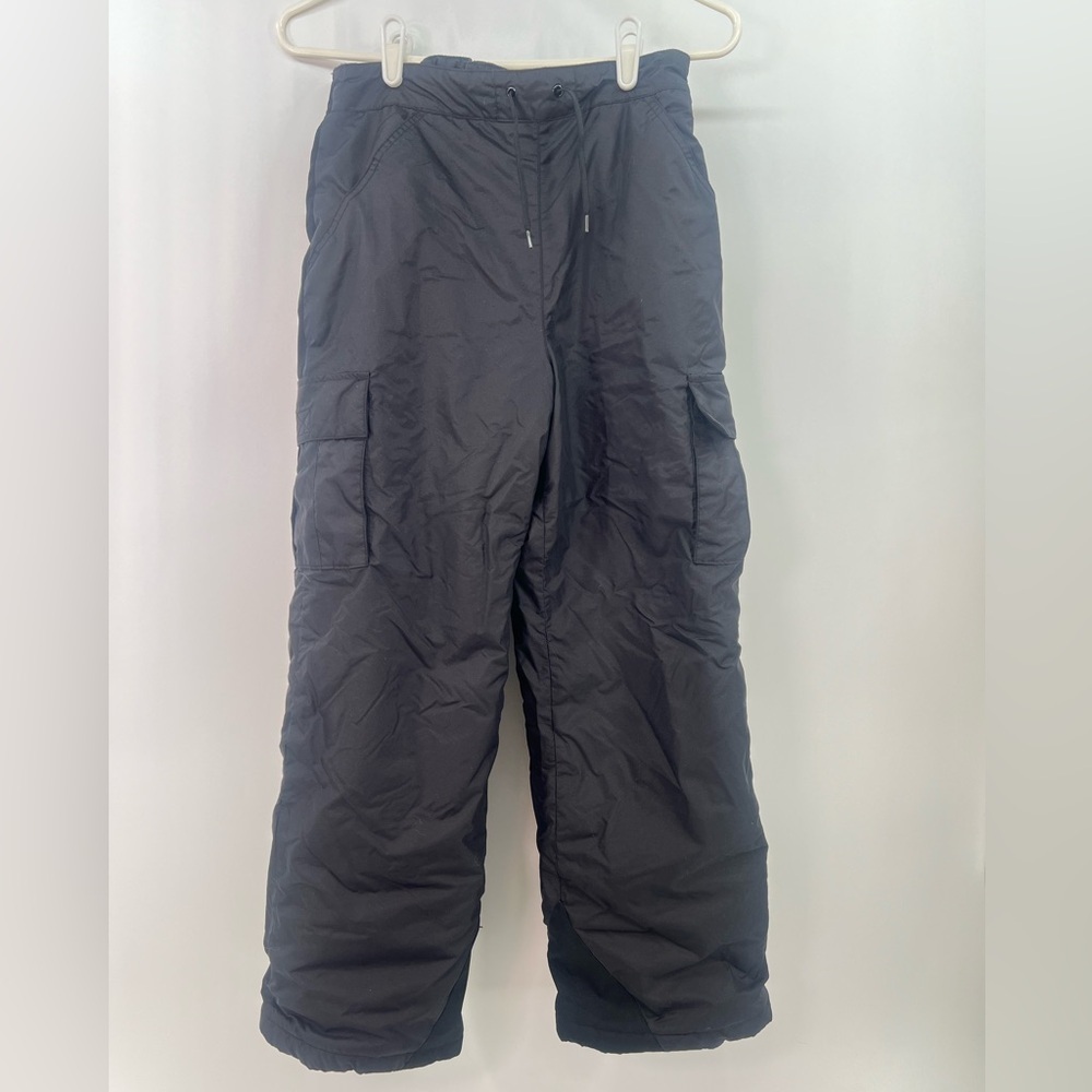 Youth Unisex Black Insulated Drawsting Snow or Ski Pants L 14/16